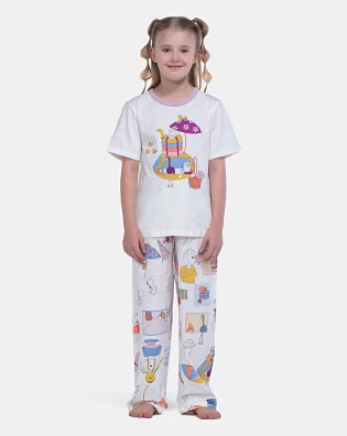 Sonhart | Comprar Pijama Feminino Infantil Manga Curta e Calça Pat e Nina