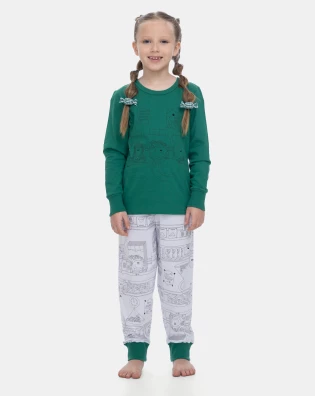 Pijama Sonhart Feminino Infantil Manga Longa e Calça Estampada