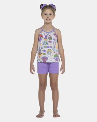 Pijama Feminino Kids Alça e Short