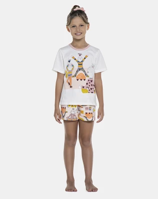 Pijama Feminino Kids Manga Curta e Short