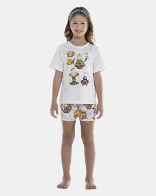 Pijama Feminino Kids Manga Curta e Short
