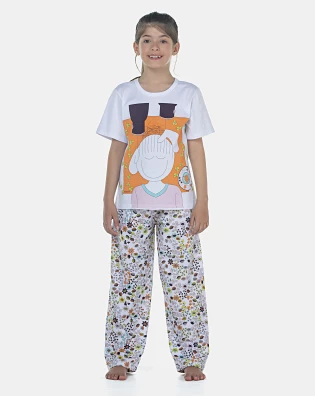 Pijama Feminino Kids Manga Curta e Calça