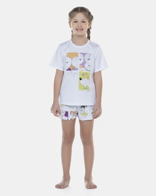 Pijama Feminino Kids Manga Curta e Short