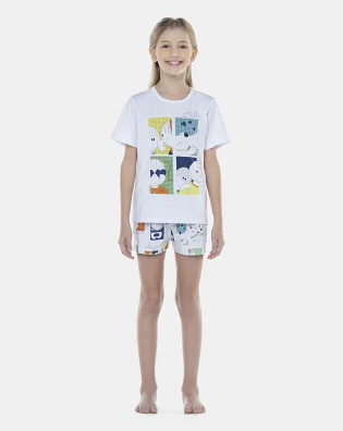 Pijama Feminino Kids Manga Curta e Short