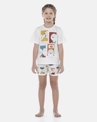 Pijama Feminino Kids Manga Curta e Short