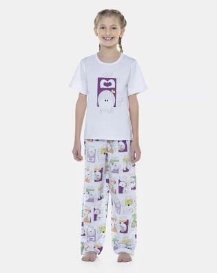 Pijama Feminino Kids Manga Curta e Calça