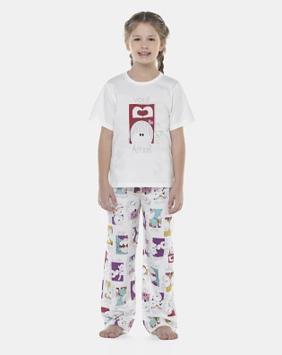 Pijama Feminino Kids Manga Curta e Calça