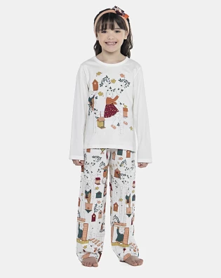 Pijama Feminino Kids Manga Longa e Calça