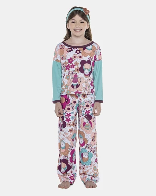 Pijama Feminino Kids Manga Longa e Calça