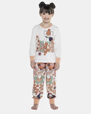Pijama Feminino Kids Manga Longa e Calça Com Punhos