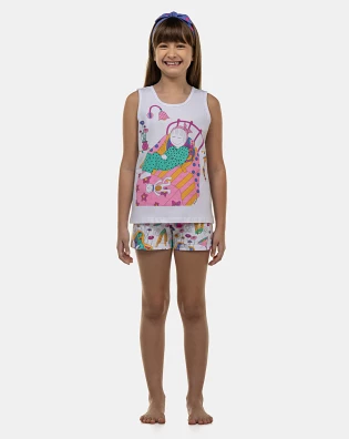 Pijama Feminino Kids Regata e Short