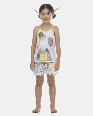 Pijama Feminino Kids Alça e Short
