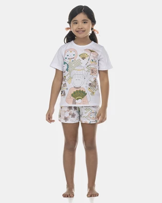 Pijama Feminino Kids Manga Curta e Short