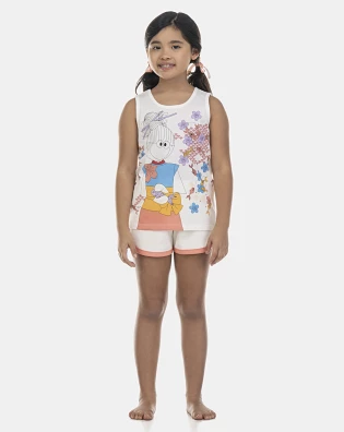 Pijama Feminino Kids Regata e Short Atoalhado