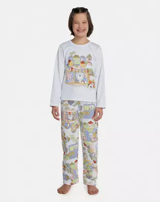 Pijama Feminino Kids Manga Longa e Calça