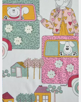 Pijama Feminino Kids Manga Longa e Calça