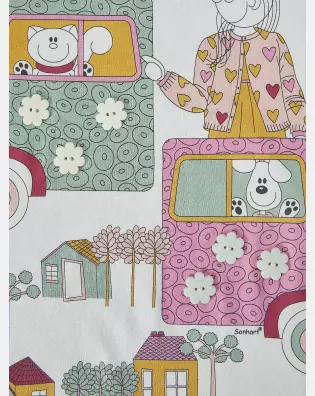 Pijama Feminino Kids Manga Longa e Calça