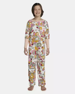 Pijama Feminino Kids Manga Longa e Calça