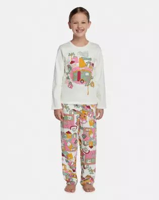 Pijama Feminino Kids Manga Longa e Calça Moletinho
