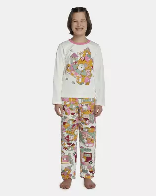 Pijama Feminino Kids Manga Longa e Calça Moletinho