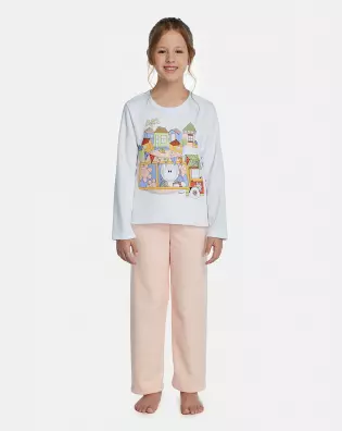 Pijama Feminino Kids Manga Longa e Calça Plush