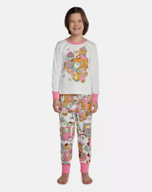 Pijama Feminino Kids Manga Longa e Calça Com Punhos
