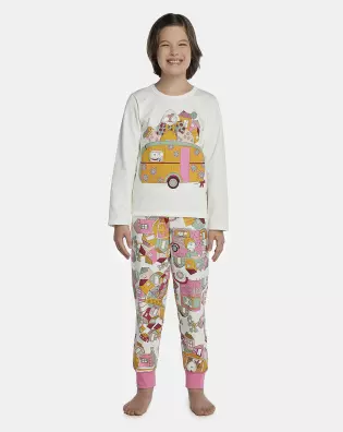 Pijama Feminino Kids Manga Longa e Calça Moletinho