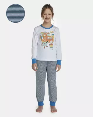 Pijama Feminino Kids Manga Longa e Calça Com Punhos