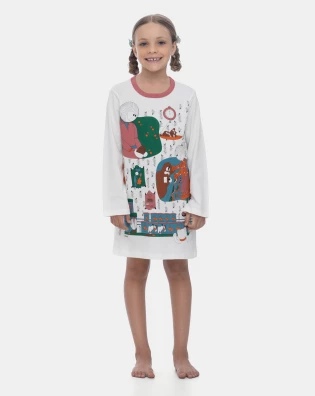 Camisão Pijama Infantil Manga Longa Estampa Pat