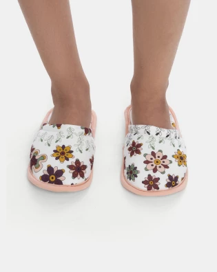 Pantufa Fechada Feminina Infantil Estampa Floral