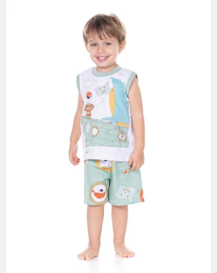 Sonhart Pijama Masculino Infantil Regata e Short Estampa Bill