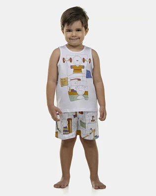 Pijama Masculino Baby Regata e Bermuda