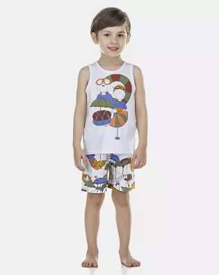 Pijama Masculino Baby Regata e Bermuda