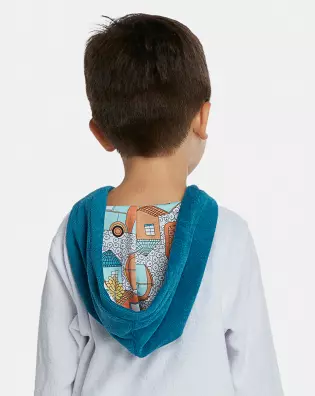 Roupão Masculino Baby Manga Longa Fechado Com Capuz Atoalhado