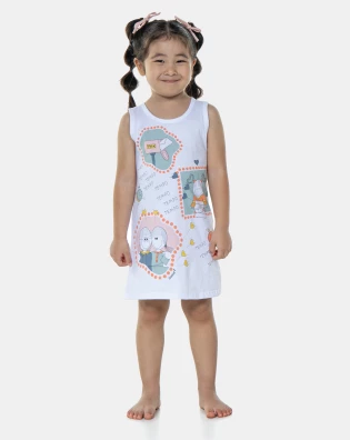 Pijama Feminino Sonhart | Camisola Infantil Menina Regata Média Pat e Annie