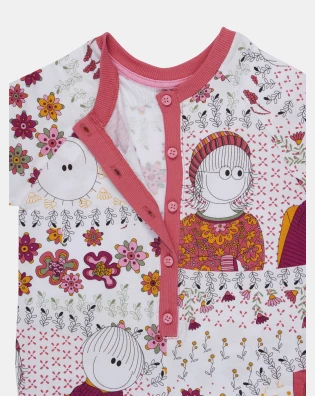 Macacão Manga Longa Com Botões Feminino Infantil Estampado