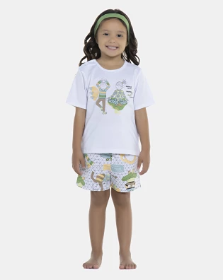 Pijama Baby Manga Curta e Short Unissex