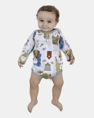Kit Body Bebe Manga Longa Masculino