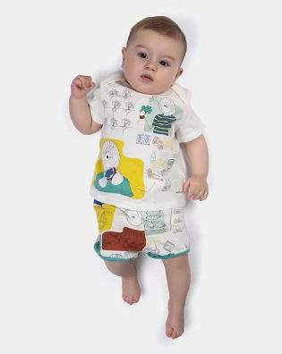 Kit mijão Curto Bebê Menino 3 Peças Estampado