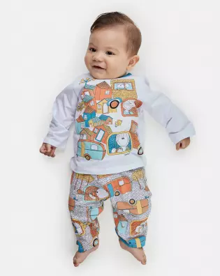 Pijama Unissex Bebê Manga Longa e Calça