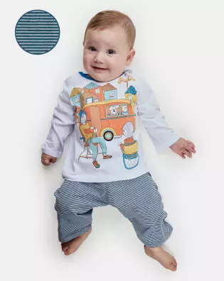 Pijama Unissex Bebê Manga Longa e Calça