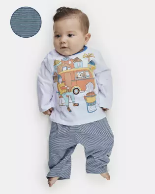 Pijama Unissex Bebê Manga Longa e Calça