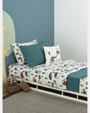 Lençol Elástico com Fronhas Casal Masculino