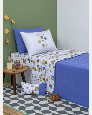 Lençol Elástico com Fronhas Berço Masculino