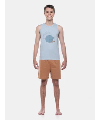 	 Pijama Masculino Sonhart  Regata Machão e Short Marrom
