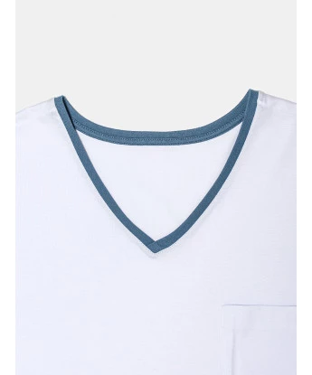 Pijama Masculino Adulto Manga Curta e Short Decote V