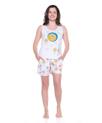 Conjunto Pijama Regata e Short com Bolsos