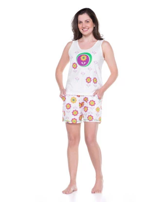Conjunto Pijama Regata e Short com Bolsos