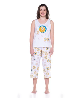 Pijama Feminino Calça Corsário e Regata floral