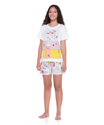 Conjunto Feminino Adulto Manga Curta e Short